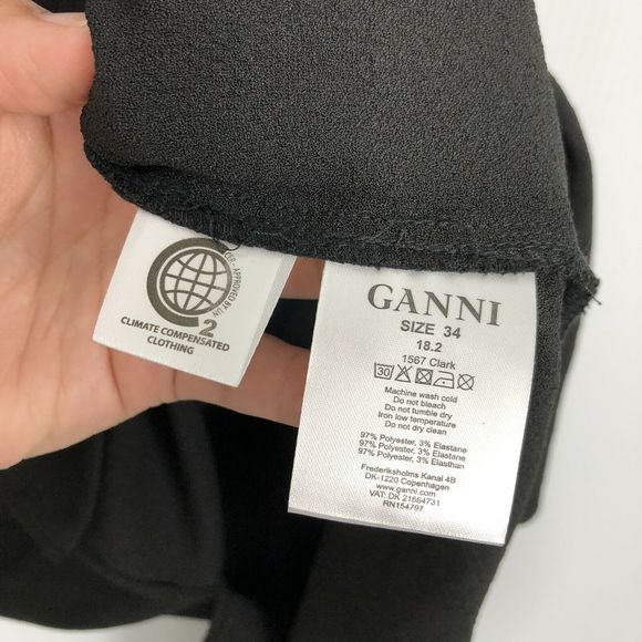 Ganni Black Midi Dress Crepe Side Slits 34 US XS - Picture 9 of 11